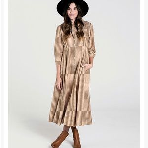 Rylee and Cru Midi Button Gingham Dress- L